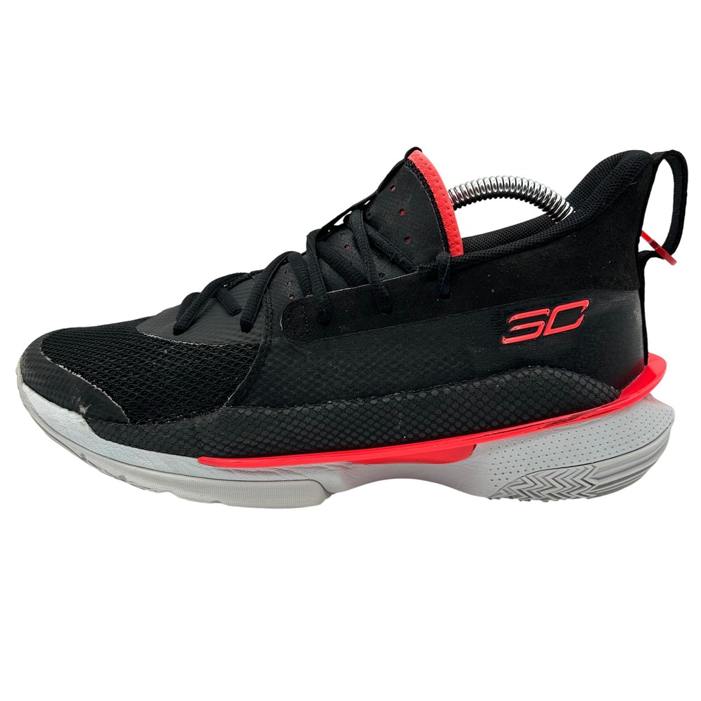 Under Armour Curry 7 Basketball Shoes Women 9.5 Men 8 Black Beta Red 3021258-001